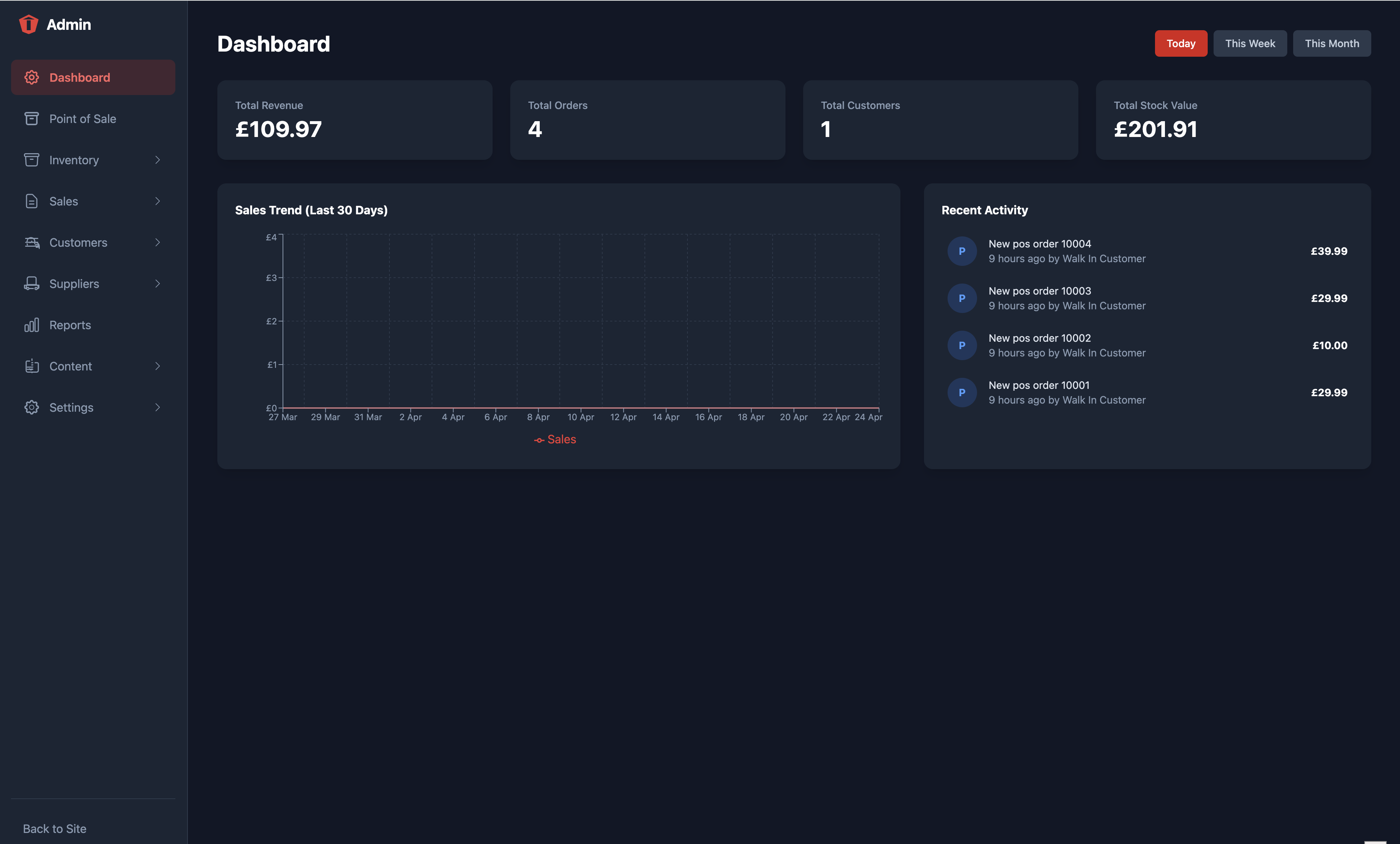 Admin workspace screenshot